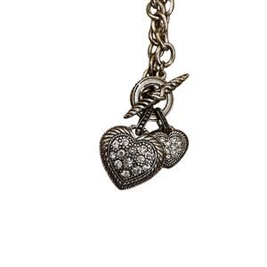 Silver Rhinestone Heart Big Chain Necklace Valentine Love Jewelry